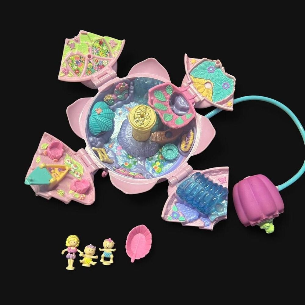 5 piece1996 Polly Pocket Lotus Flower Playset